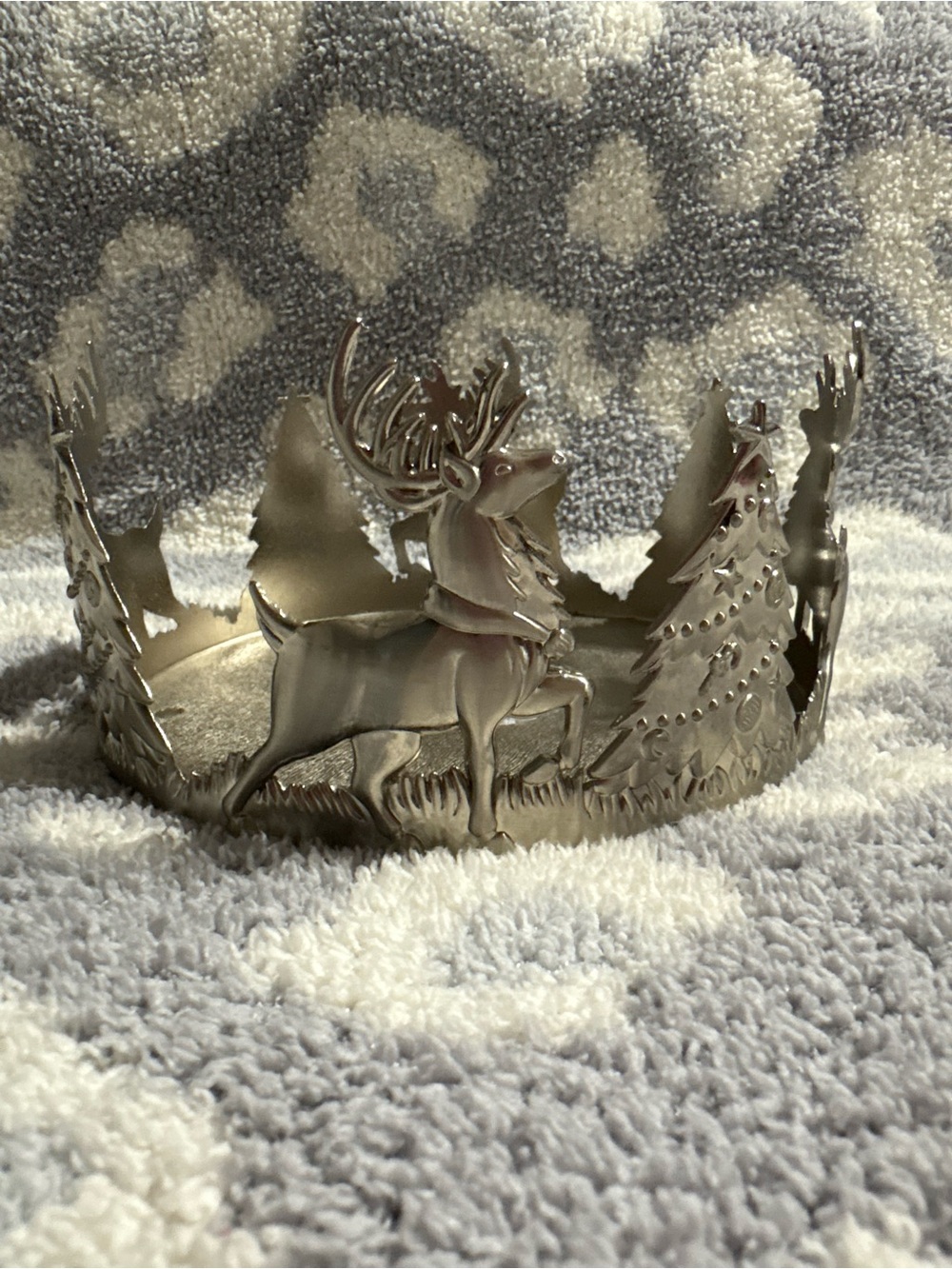 Vintage International Silver Co. Reindeer & Christmas Tree Candle Holder